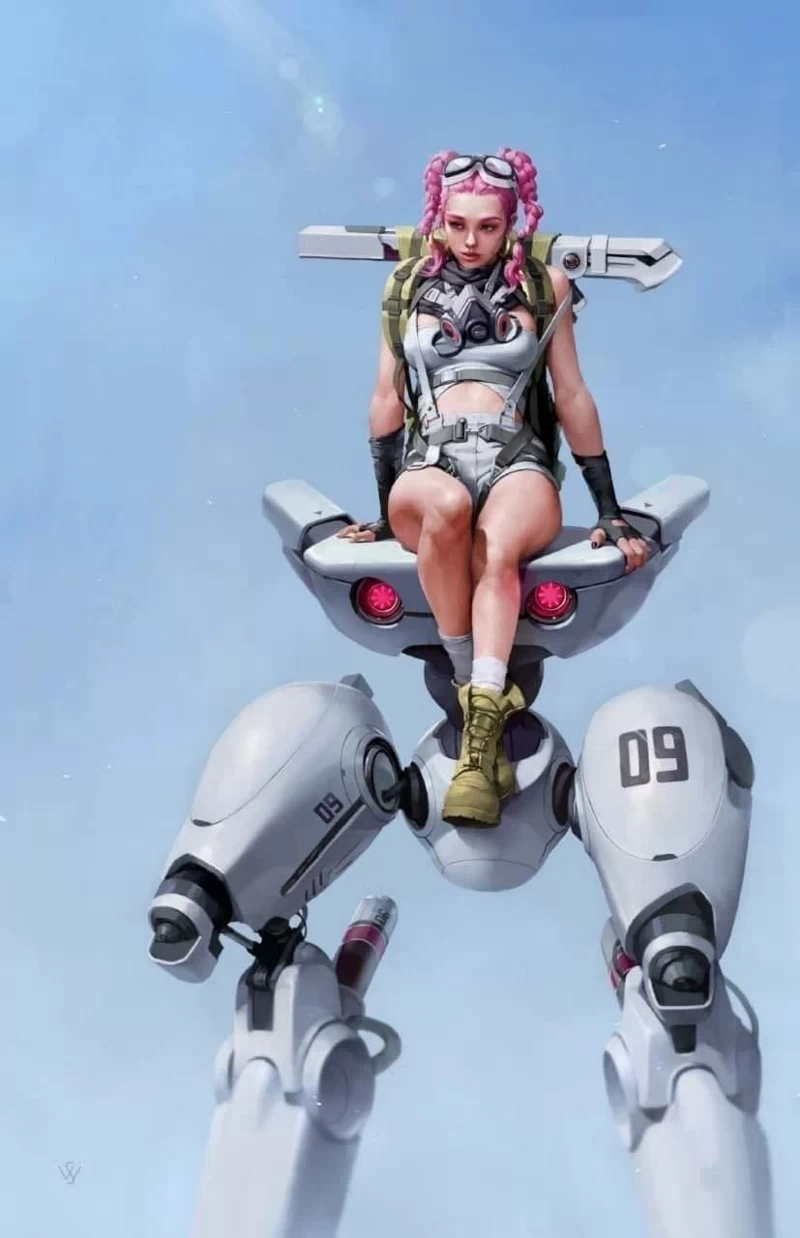 Cyberpunk Girl and Robot