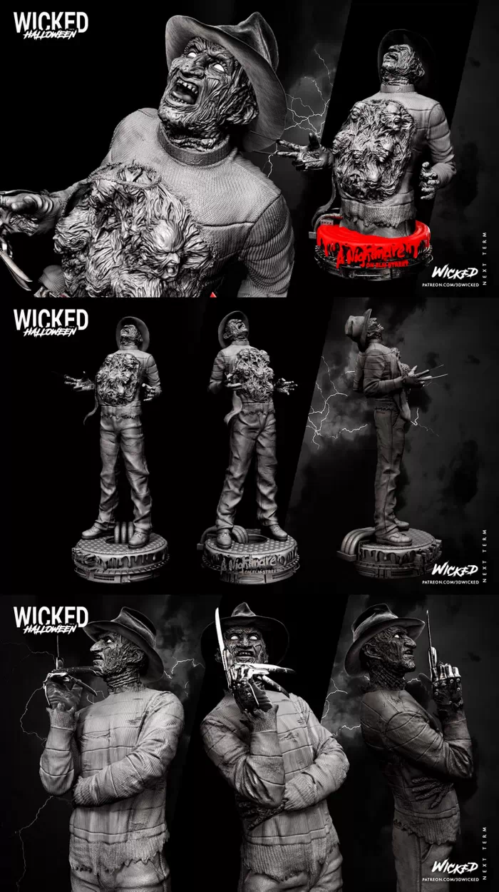 Freddy Krueger – Statue and Bust ,STL-bestand voor 3D-printers.