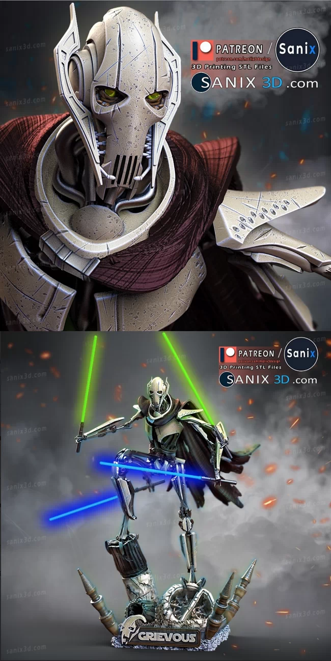 General Grievous – Star Wars ,STL-bestand voor 3D-printers