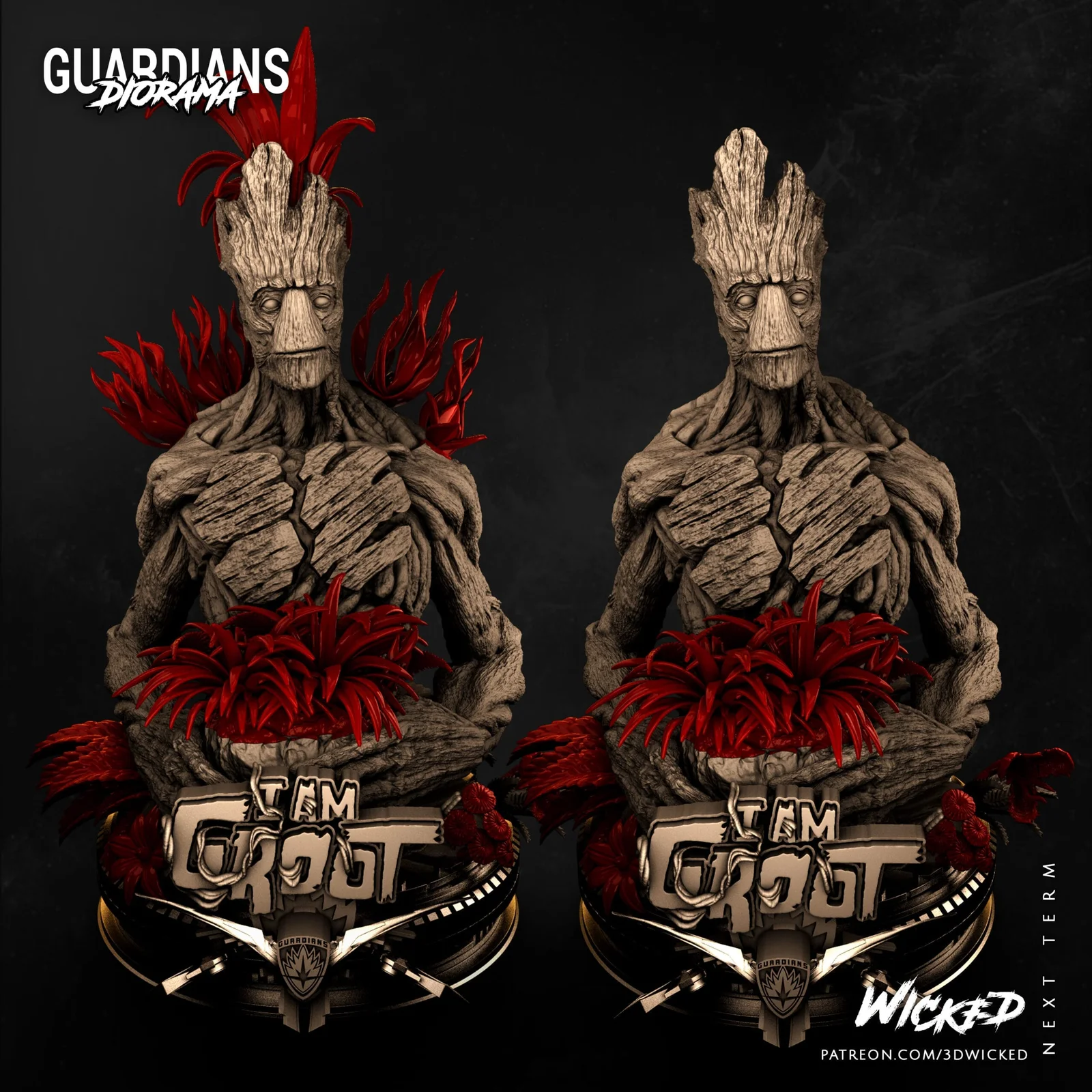 Groot Bust ,STL-bestand voor 3D-printers.