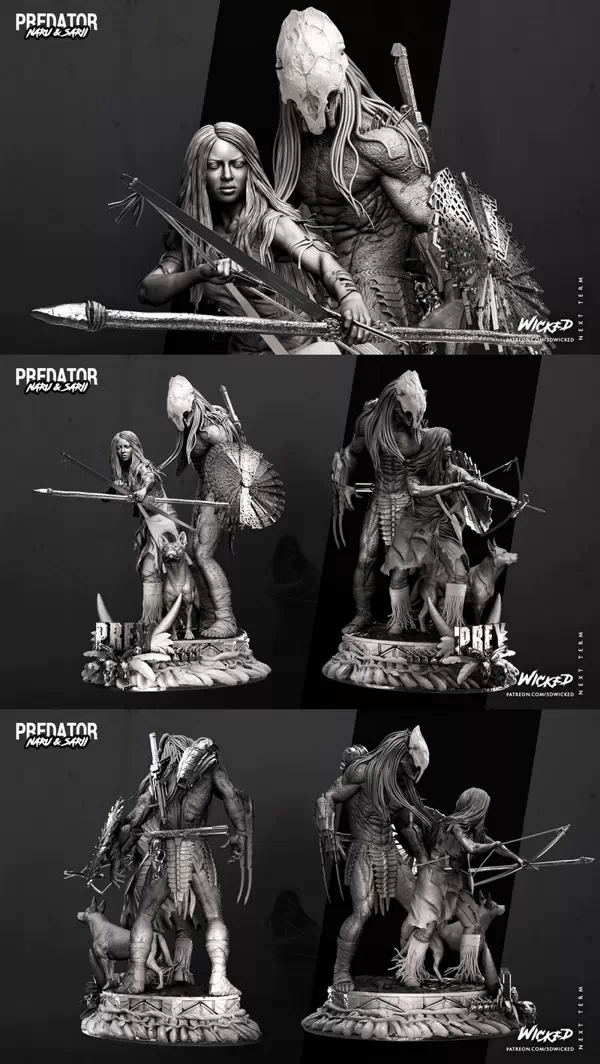 Predator and Naru Diorama ,STL-bestand voor 3D-printers.