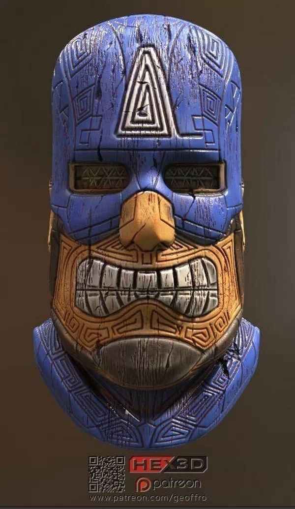 Captain America Tiki, 3d Model STL.