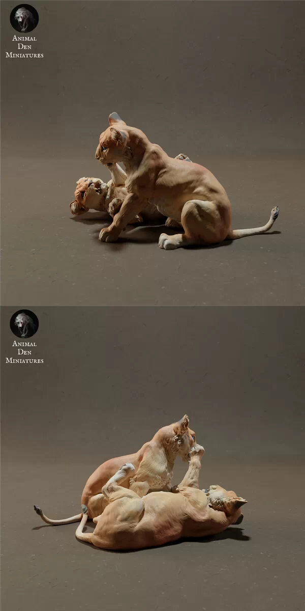 Lion playing ,Free 3d Model STL.