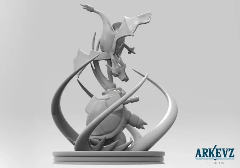 Charizard vs Blstoise Pokemon , Free 3d Model STL.