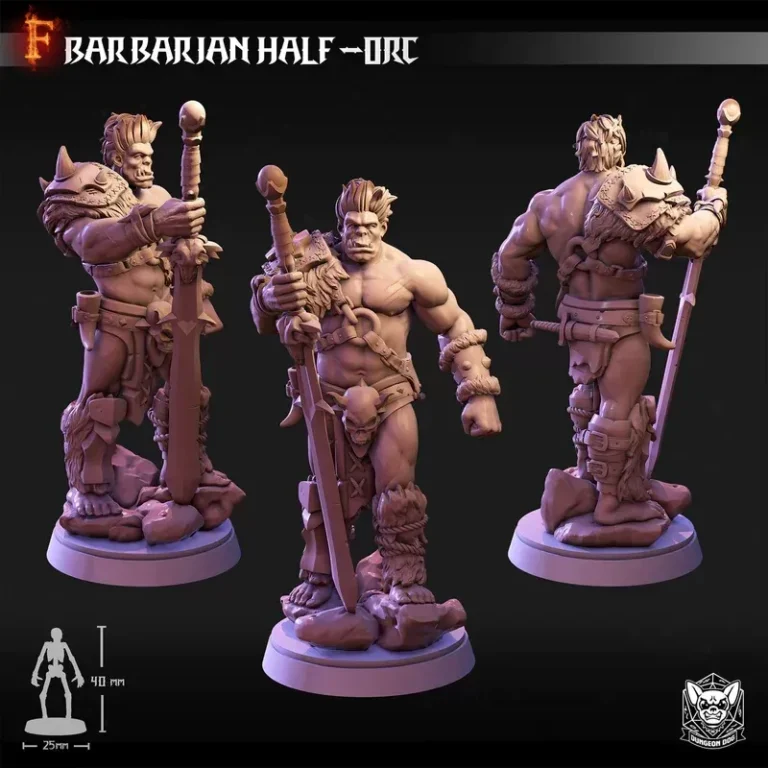 Dungeon Dog – Barbarian Half Orcn , Free 3d Model STL.