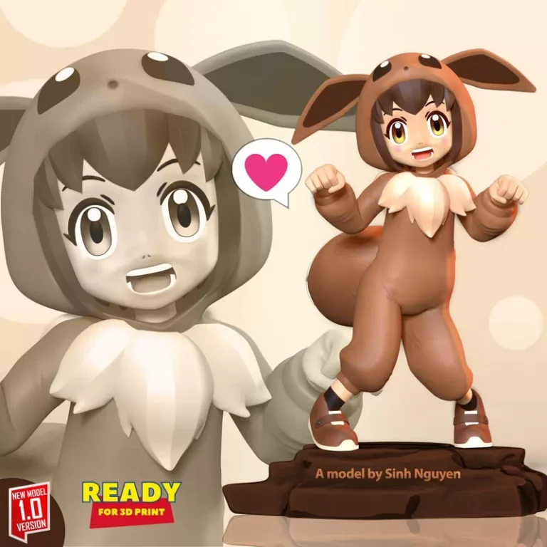Eevee girl , Free 3d Model STL.