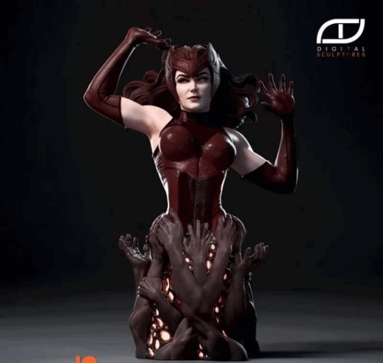 Scarlet Witch Bust , Free 3d Model STL.