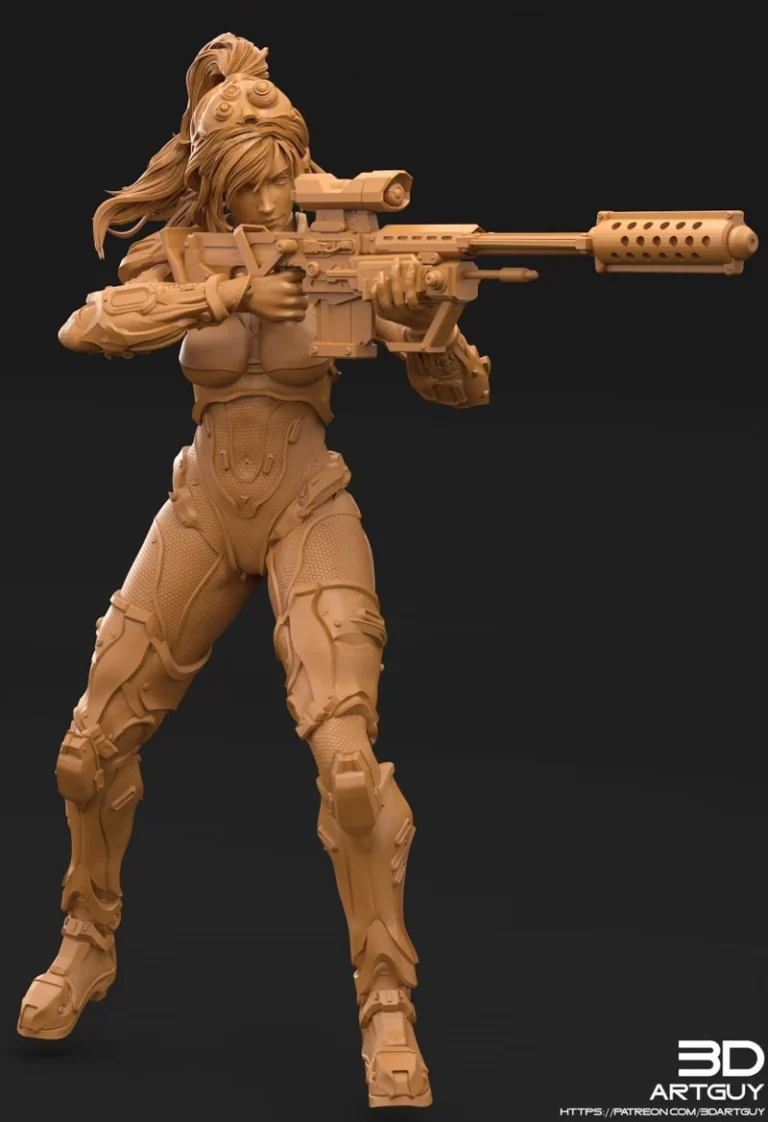 Sniper Pose One , Free 3d Model STL.