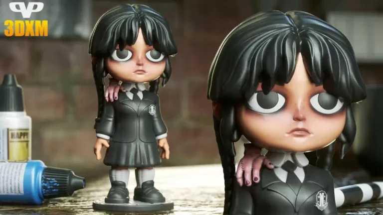 Wednesday Addams Chibi , Free 3d Model STL.