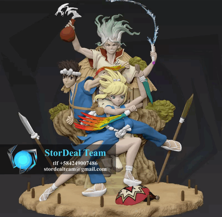 DIORAMA KOHAKU, SENKU, CHROME, DR. STONE , Free 3d Model STL.