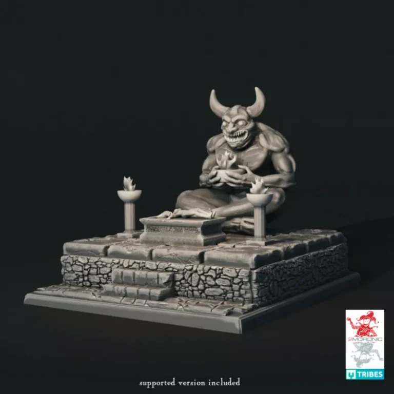 Demon Idol with Girl on a Sacrificial Altar diorama , Free 3d Model STL.