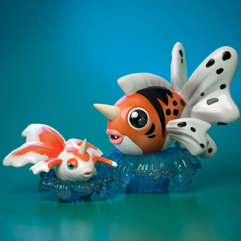 Goldeen and Seaking Pokemon , Free 3d Model STL.