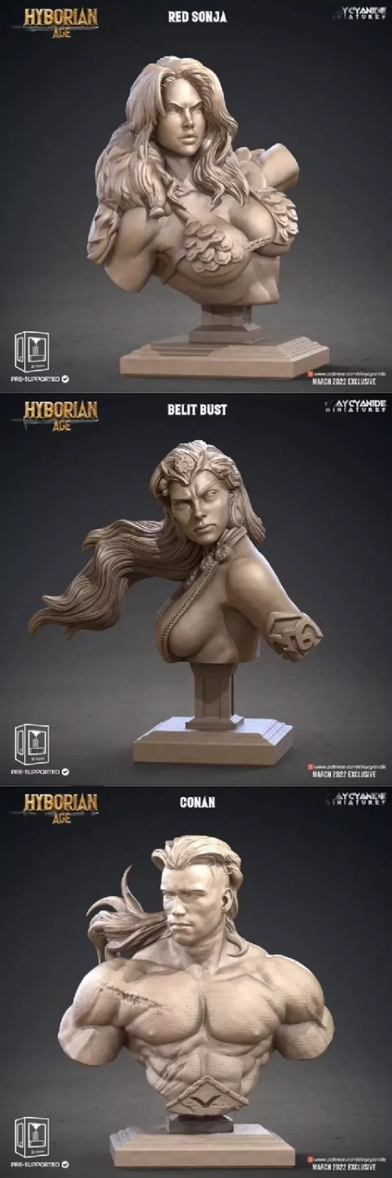 Red Sonja Bust, Belit Bust, Conan Bust , Free 3d Model STL.