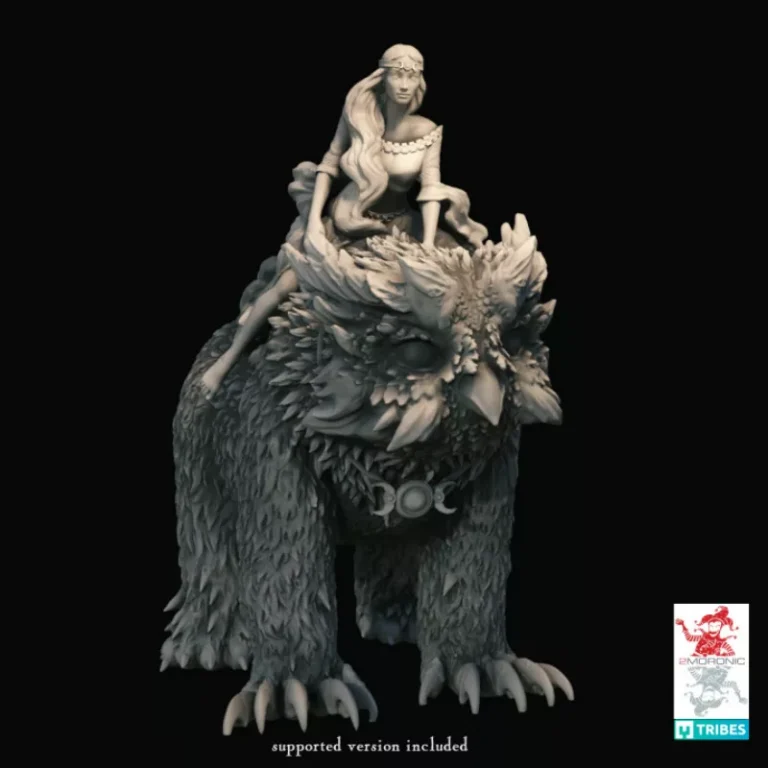 The Green Maiden and the Owlbear , Free 3d Model STL.