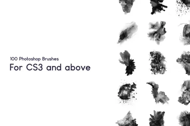 100 Watercolor Ink Photoshop Brushes Vol 2