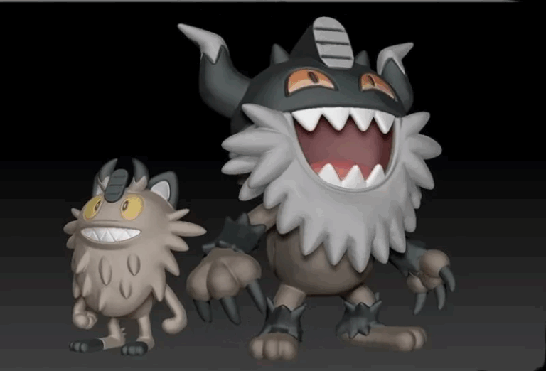 Galarian Meowth and Golisopod Evo