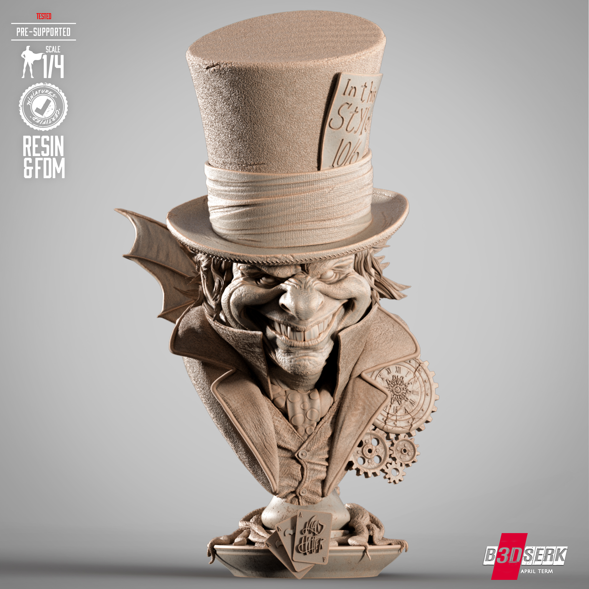 043025 B3DSERK-Mad Hatter Bust Image 000