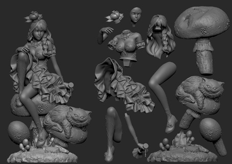 Alice in Wonderland With Cat v2 – STL-bestand voor 3D-printers v2